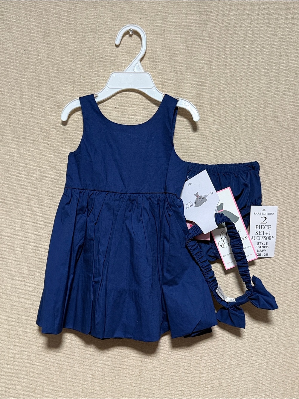 Rare Editions Baby Girls Cotton Bubble Skirt Dress Sleeveless Blue 12M NWT